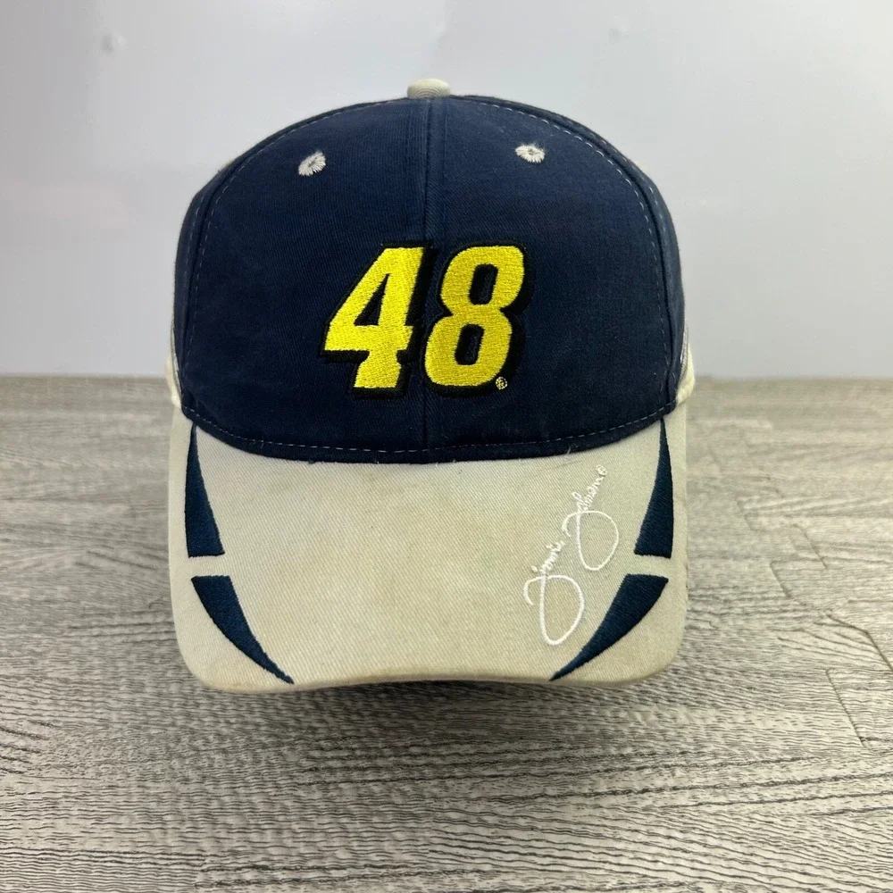 Vintage Jimmie Johnson Nascar Hat Cap Strap Back Adjustable Blue Racing 48 Adult
